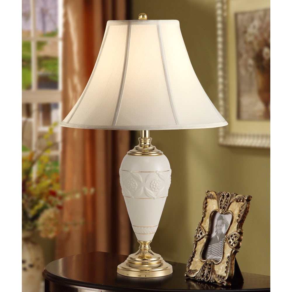 Lite Master Genevieve Table Lamp in Polished Solid Brass with Porcelain T5270PB-SL