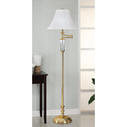 Lite Master Blair Swing Arm Floor Lamp in Polished Solid Brass Finish with Crystal F5030PB-SL