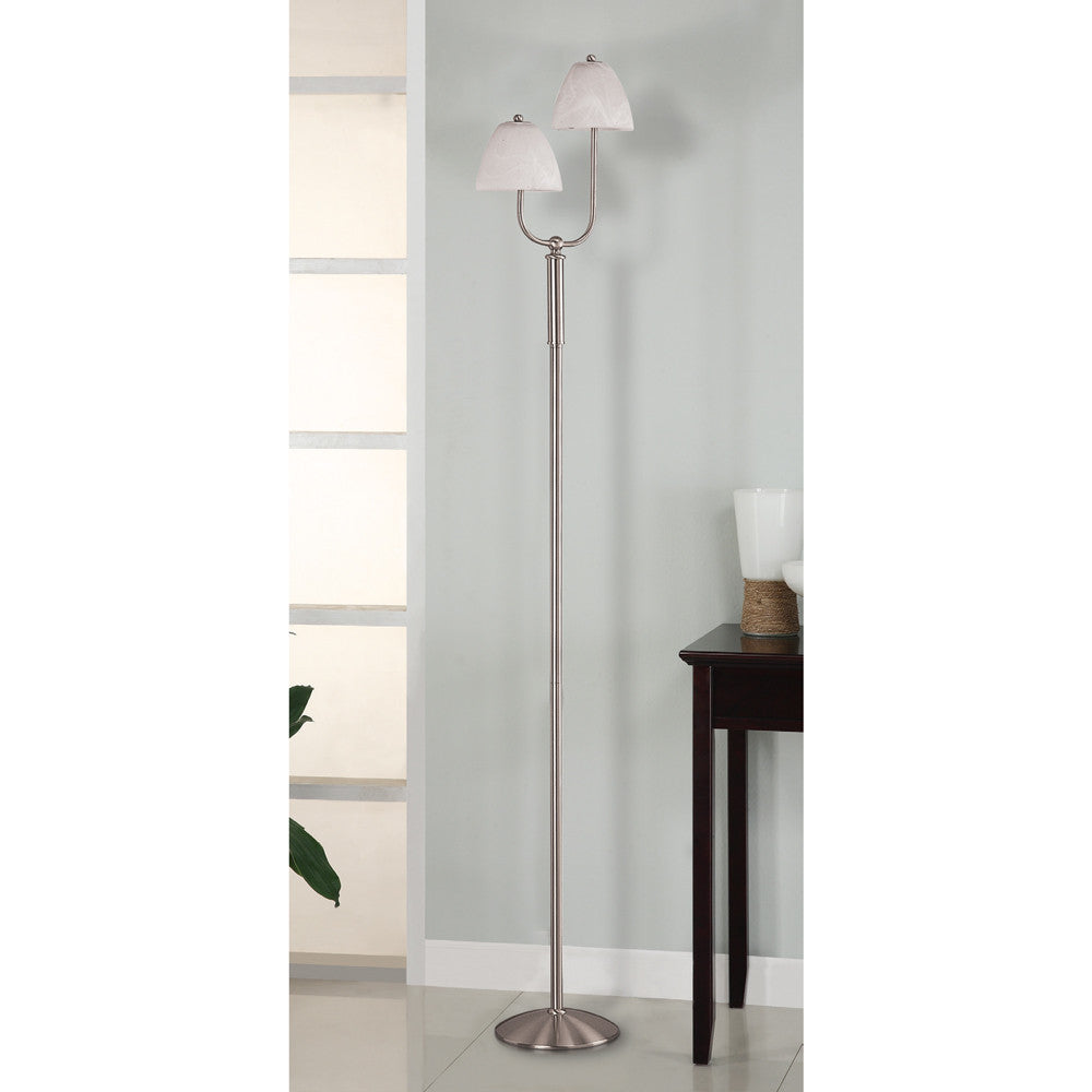 Lite Master Cora Floor Lamp in Nickel Finish with Marbleized Glass F5107NK