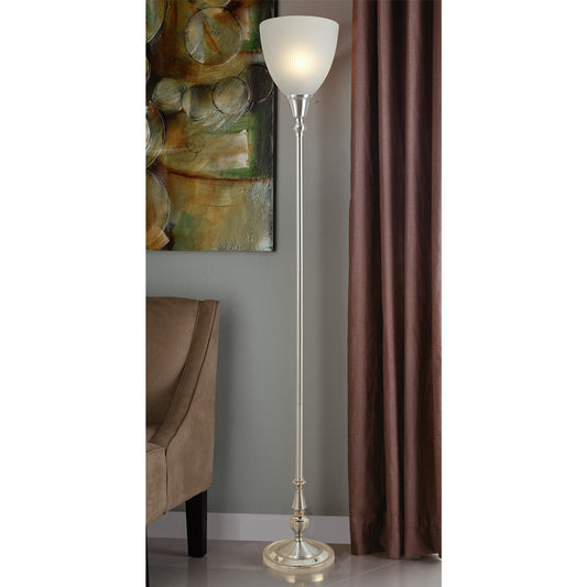 Lite Master Colebrook Torchiere Floor Lamp in Nickel on Solid Brass F7350NK-106