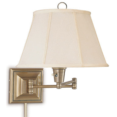 Lite Master Eastport Swing Arm Wall Lamp in Antique Solid Brass W3548AB-SL