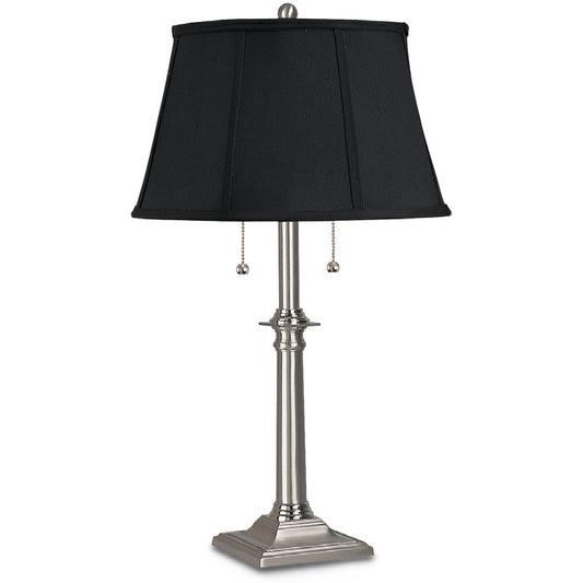 Lite Master Wellington Table Lamp Nickel on Solid Brass with Black Shade T2501NK-BK