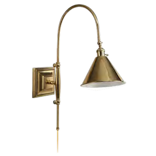 Lite Master Winston Adjustable Swing Arm Wall Lamp in Polished Solid Brass W3549PB-B17