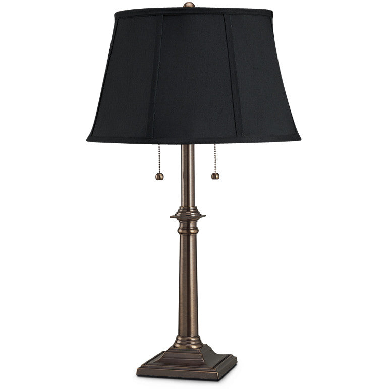 Lite Master Wellington Table Lamp Dark Solid Brass with Black Shade T2501DB-BK