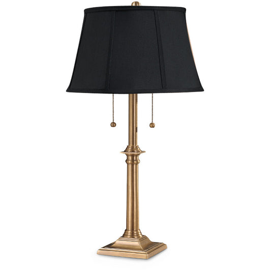 Lite Master Wellington Table Lamp Antique Solid Brass with Black Shade T2501AB-BK