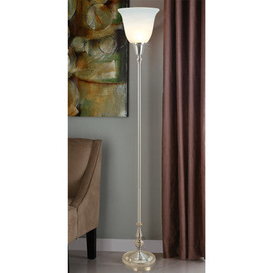 Lite Master Colebrook Torchiere Floor Lamp in Nickel on Solid Brass F7350NK-102