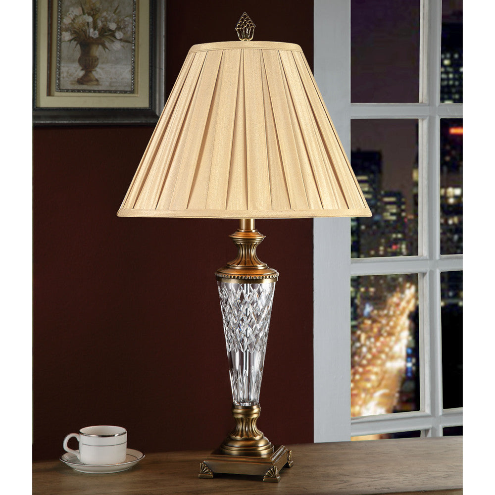 Lite Master Derby Table Lamp in Antique Solid Brass with 24% Lead Crystal T5014AB-SR