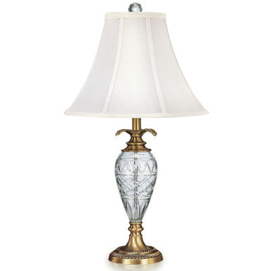 Lite Master Wentworth Table Lamp in Antique Solid Brass on Solid Brass with Crystal T4937AB-SL