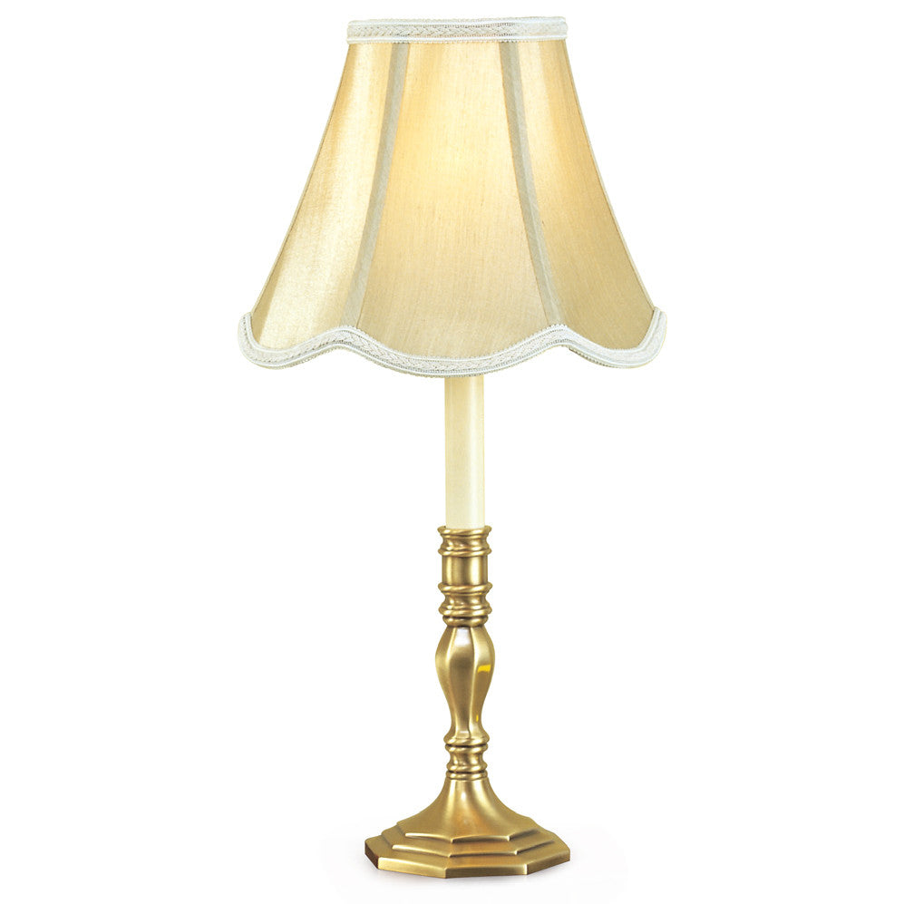 Lite Master Addison Table Lamp in Antique Solid Brass with Scalloped Shade T6110AB-SR