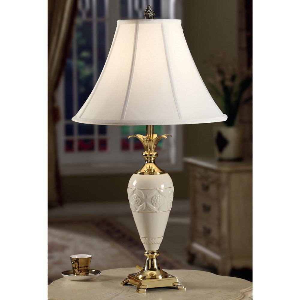 Lite Master Leila Table Lamp in Polished Solid Brass with Porcelain T5272PB-SL