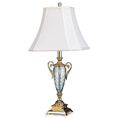 Lite Master Yorkshire Table Lamp in Polished Solid Brass with 24% Lead Crystal T5011PB-SR