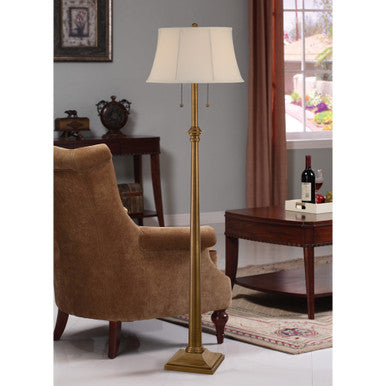 Lite Master Wellington Floor Lamp in Antique Solid Brass Finish F2511AB-SL