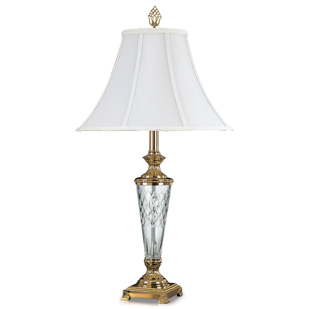 Lite Master Derby Table Lamp in Polished Solid Brass with 24% Lead Crystal T5014PB-SL