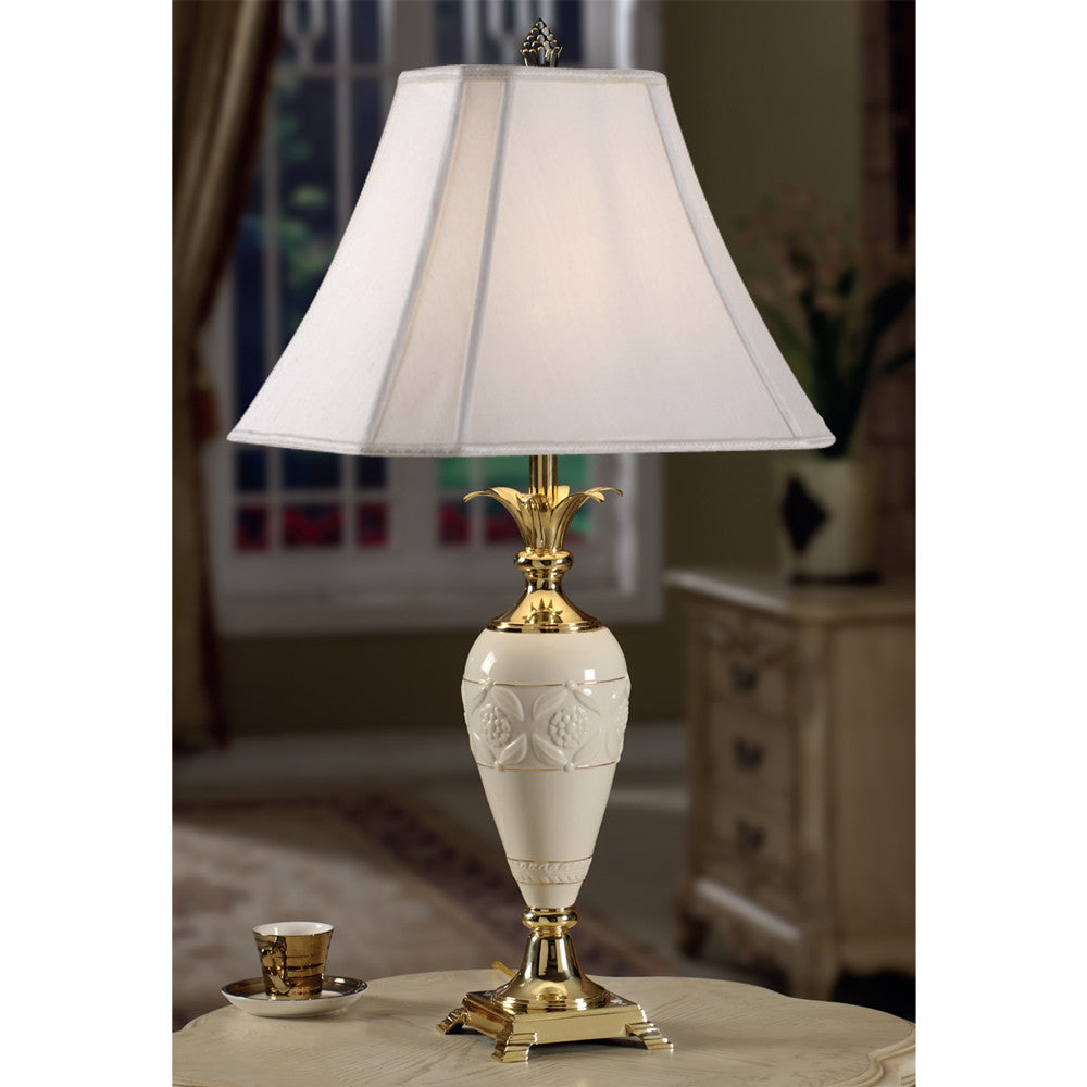 Lite Master Leila Table Lamp in Polished Solid Brass with Porcelain T5272PB-SR