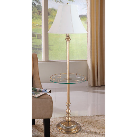 Lite Master Charleston Table Floor Lamp in Antique Solid Brass with Glass Table F761AB-SL