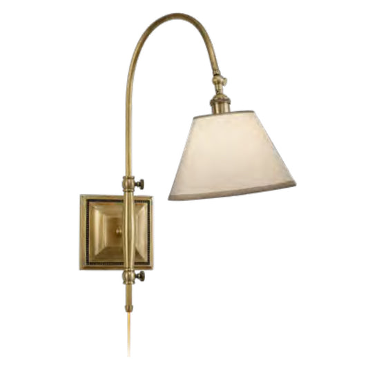 Lite Master Winston Adjustable Swing Arm Wall Lamp in Antique Solid Brass W3549AB-SL2