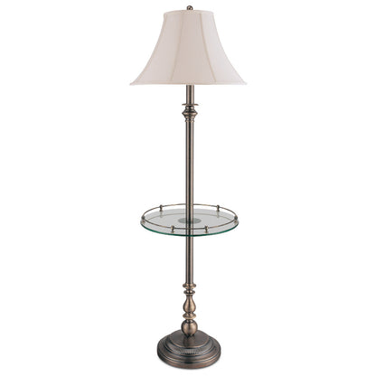 Lite Master Charleston Table Floor Lamp in Dark Solid Brass with Glass Table F761DB-SL