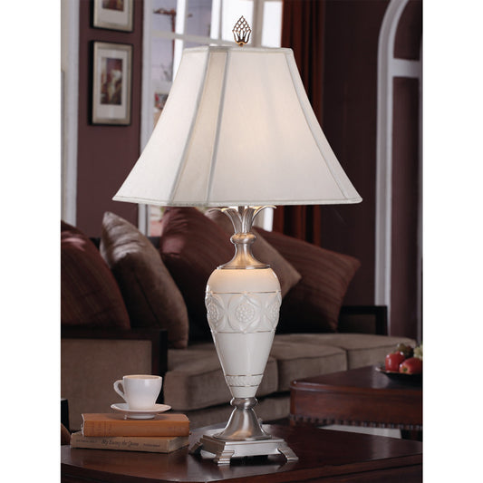 Lite Master Leila Table Lamp in Nickel on Solid Brass with Porcelain T5272NK-SR