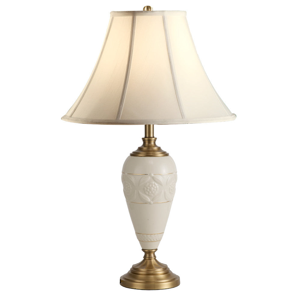 Lite Master Genevieve Table Lamp in Antique Solid Brass with Porcelain T5270AB-SL