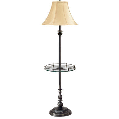 Lite Master Charleston Table Floor Lamp in Oil Rubbed Bronze on Solid Brass with Glass Table F761RZ-SL