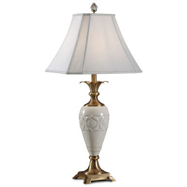 Lite Master Leila Table Lamp in Antique Solid Brass with Porcelain T5272AB-SR