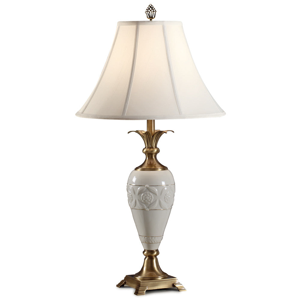 Lite Master Leila Table Lamp in Antique Solid Brass with Porcelain T5272AB-SL