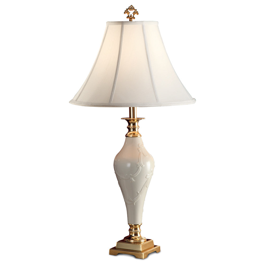 Lite Master Marseille Table Lamp in Polished Solid Brass with Porcelain T5274PB-SL