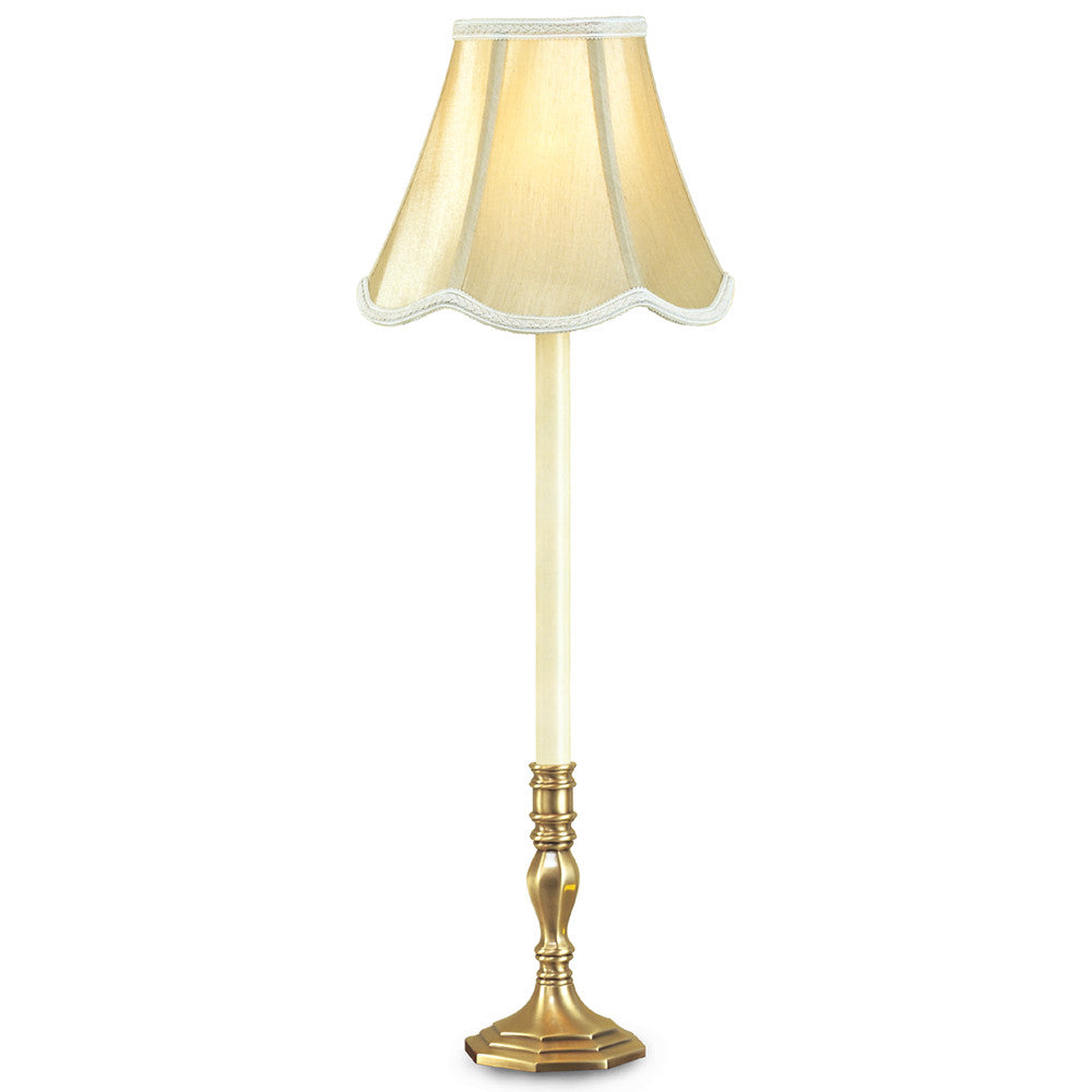 Lite Master Addison Table Lamp in Antique Solid Brass with Scalloped Shade T6111AB-SR