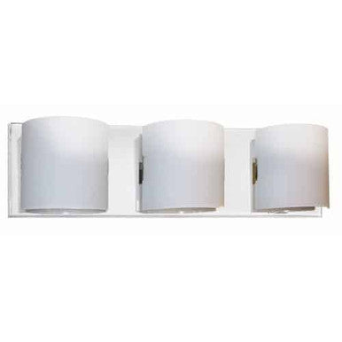 Dainolite 3 Light Vanity Fixture, Polished Chrome, White Frosted Glass V030-3W-PC