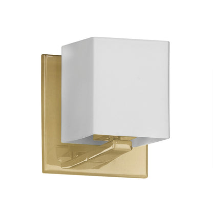 Dainolite 1 Light Halogen Wall Sconce, Aged Brass with White Glass V1230-1W-AGB