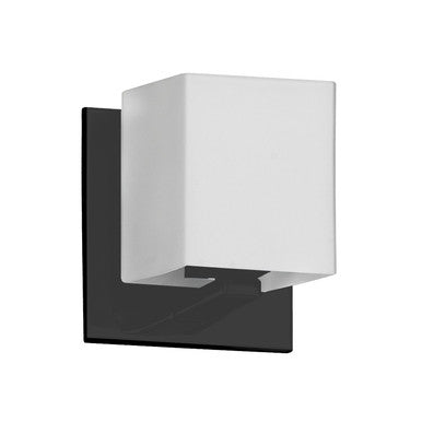 Dainolite 1 Light Halogen Wall Sconce, Matte Black with White Glass V1230-1W-MB