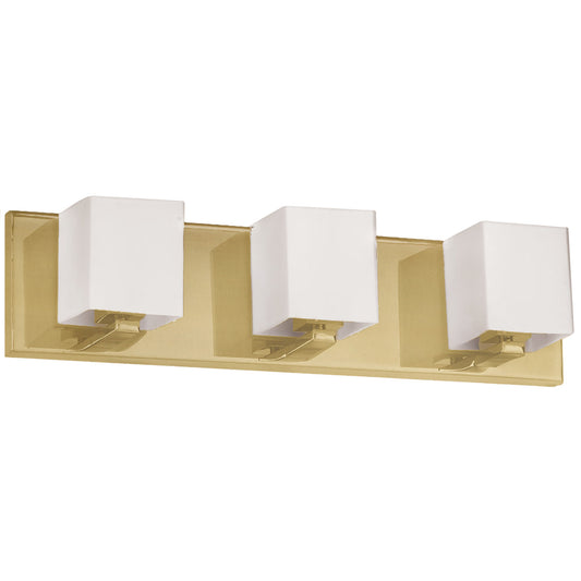 Dainolite 3 Light Halogen Vanity, Aged Brass with White Glass V1230-3W-AGB