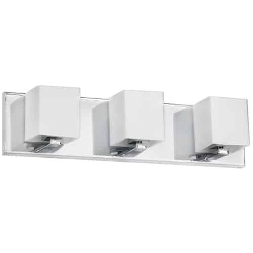 Dainolite 3 Light Vanity, Polished Chrome, Frosted White Glass V1230-3W-PC