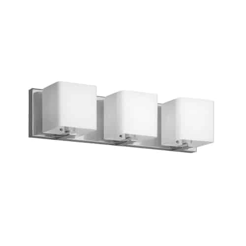 Dainolite 3 Light Vanity, Polished Chrome, Frosted White Glass Shade V1233-3W-PC