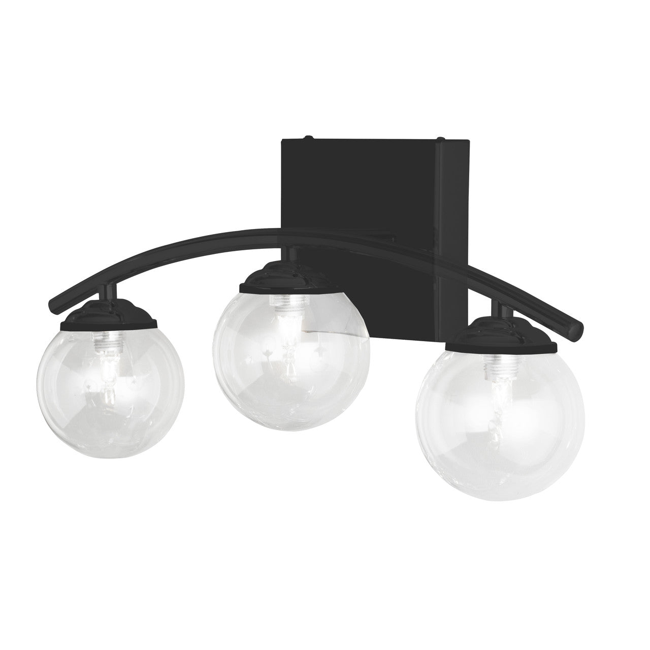 Dainolite 3 Light Halogen Vanity, Matte Black with Clear Glass V13-203W-MB