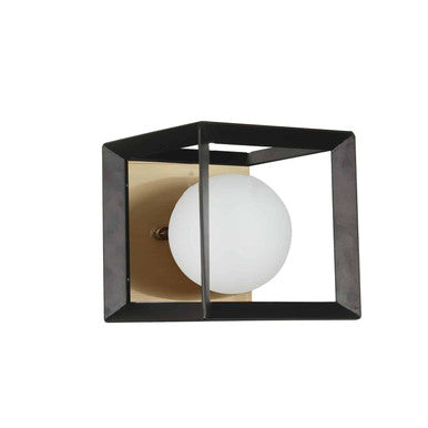 Dainolite 1 Light Halogen Wall Sconce Black and Aged Brass Finish V166-1W-BK-AGB