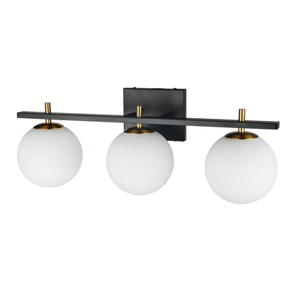 Dainolite 3 Light Halogen Vanity, Matte Black and Aged Brass VAD-233W-MB-AGB