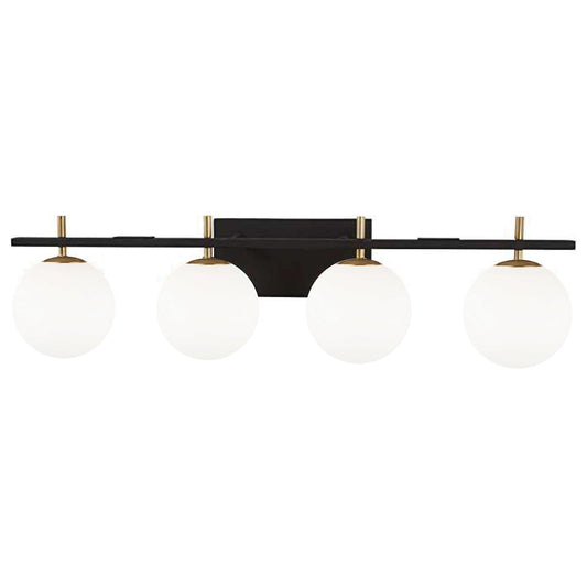 Dainolite 4 Light Halogen Vanity, Matte Black and Aged Brass VAD-324W-MB-AGB