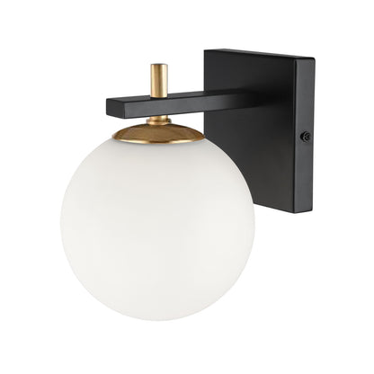 Dainolite 1 Light Halogen Wall Sconce, Matte Black and Aged Brass VAD-51W-MB-AGB