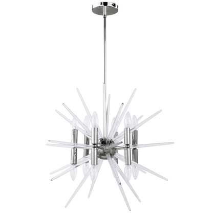 Dainolite 12 Light Incandescent Chandelier, Polished Chrome Finish with Clear Acrylic Spikes VEL-2412C-PC