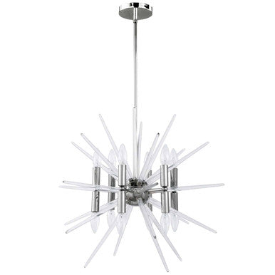 Dainolite 12 Light Incandescent Chandelier, Polished Chrome Finish with Clear Acrylic Spikes VEL-2412C-PC