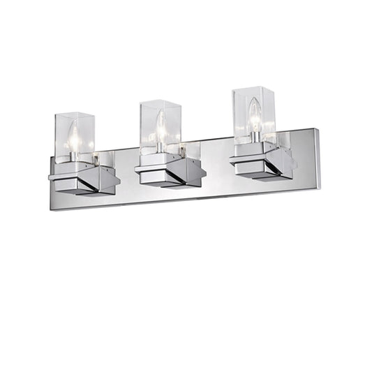 Dainolite 3 Light Incandescent Vanity, Polished Chrome w/ Clear Glass VER-243W-PC