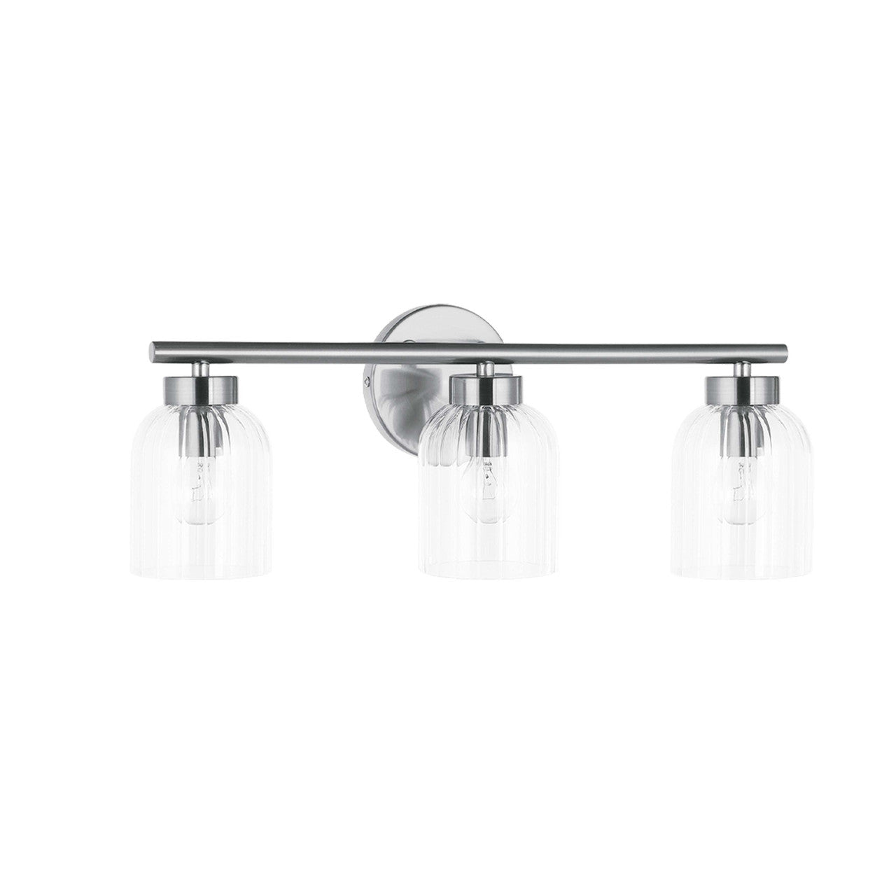 Dainolite 3 Light Incandescent Vienna Vanity Polished Chrome w/ Clear Ribbed Glass VIE-213W-PC