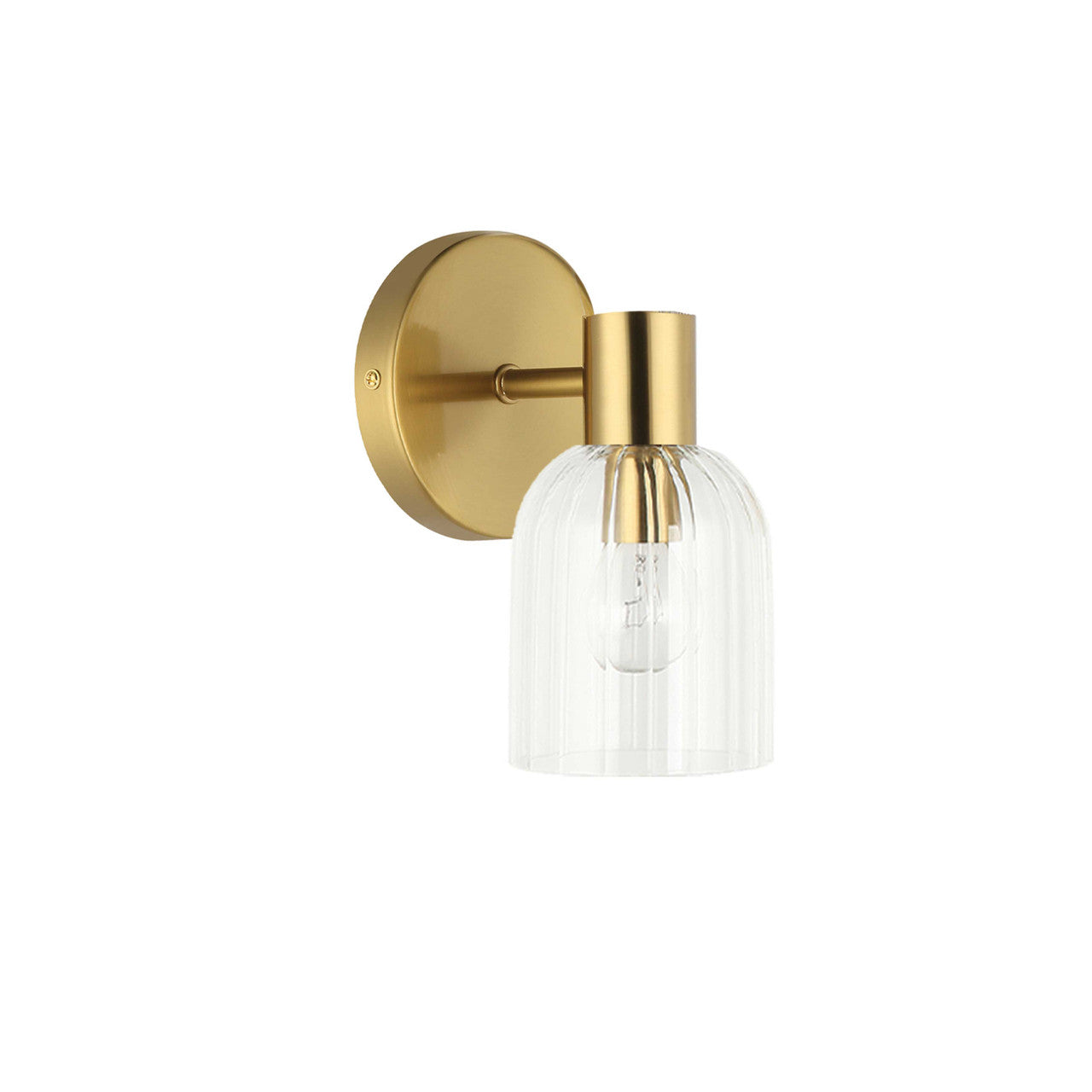 Dainolite 1 Light Incandescent Vienna Wall Sconce Aged Brass w/ Clear Ribbed Glass VIE-81W-AGB