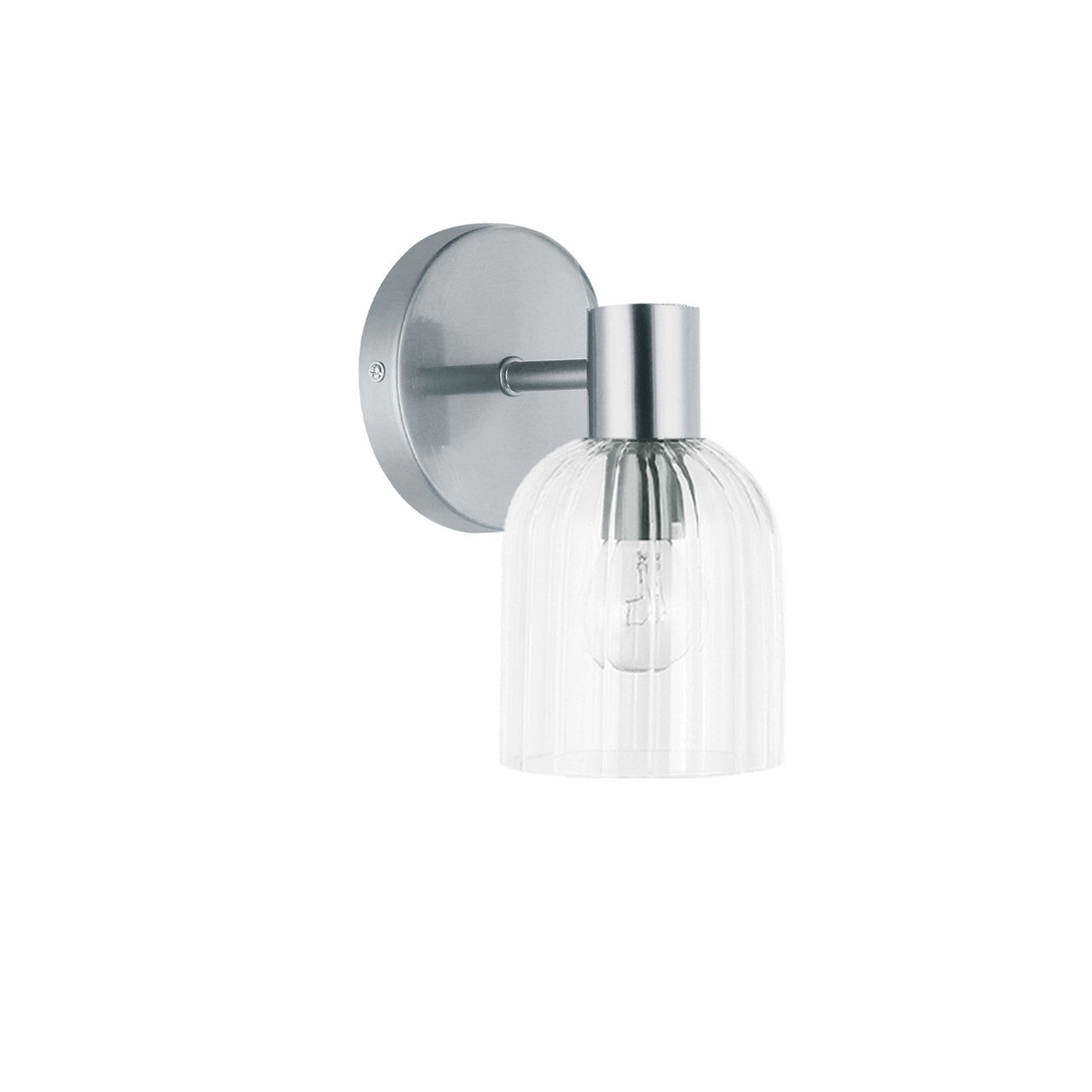 Dainolite 1 Light Incandescent Vienna Wall Sconce Polished Chrome w/ Clear Ribbed Glass VIE-81W-PC