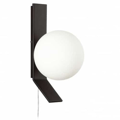 Dainolite 1 Light Halogen Wall Sconce, Matte Black w/ Opal White Glass VMT-51W-MB