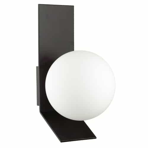 Dainolite 1 Light Halogen Wall Sconce, Matte Black w/ Opal White Glass VMT-81W-MB