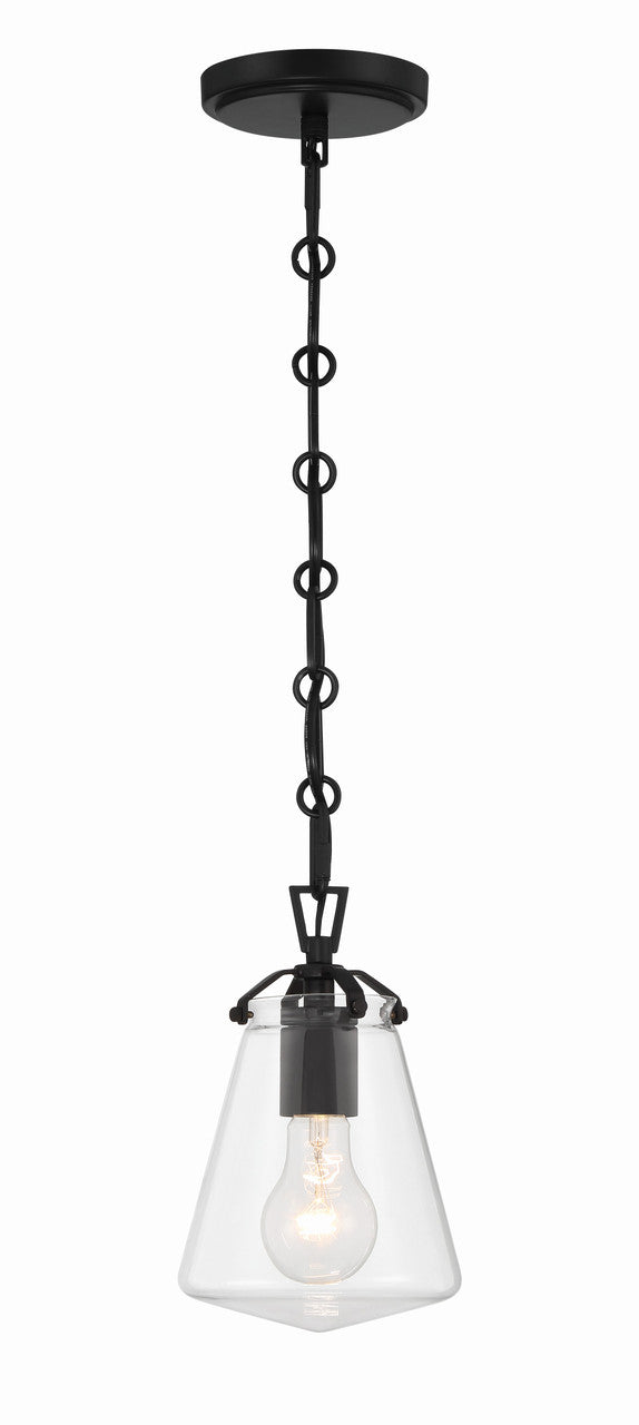 Crystorama Voss 1 Light Matte Black Mini Pendant VSS-7002-MK