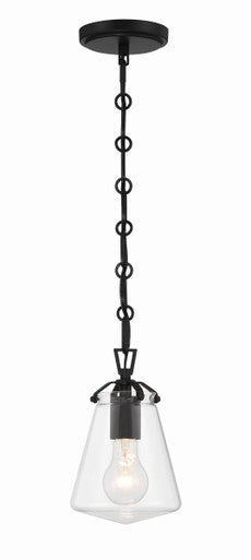 Crystorama Voss 1 Light Matte Black Mini Pendant VSS-7002-MK