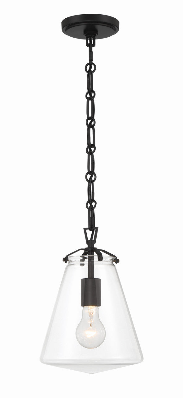 Crystorama Voss 1 Light Matte Black Mini Pendant VSS-7003-MK